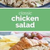 Chicken Salad collage with text bar in the middle.