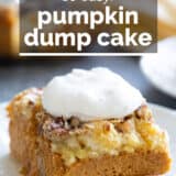 Pumpkin Dump Cake with text overlay.