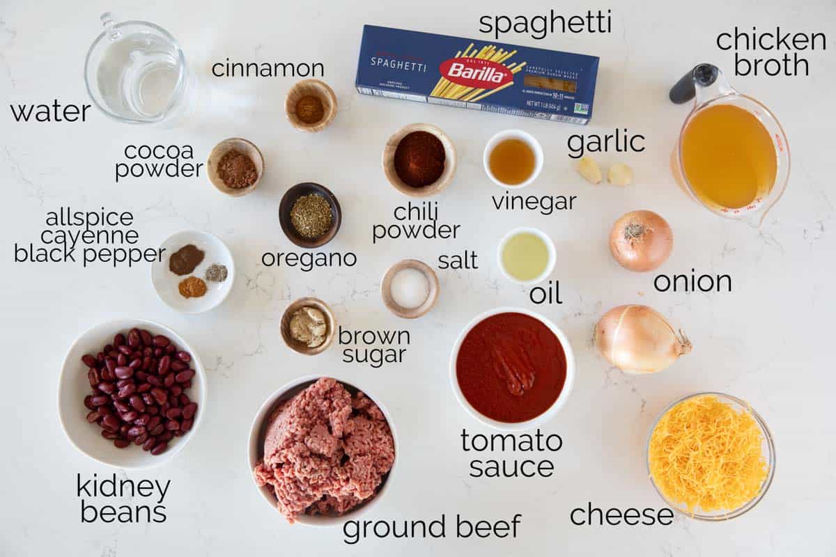 Ingredients for Cincinnati Chili.