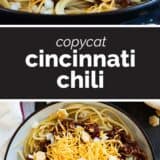 Cincinnati Chili collage with text bar in the middle.