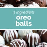Oreo Balls (Oreo Truffles) collage with text bar in the middle.