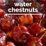Bacon Wrapped Water Chestnuts with text overlay.