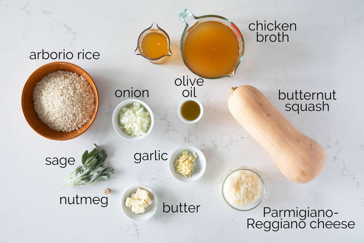 Ingredients for Butternut Squash Risotto.