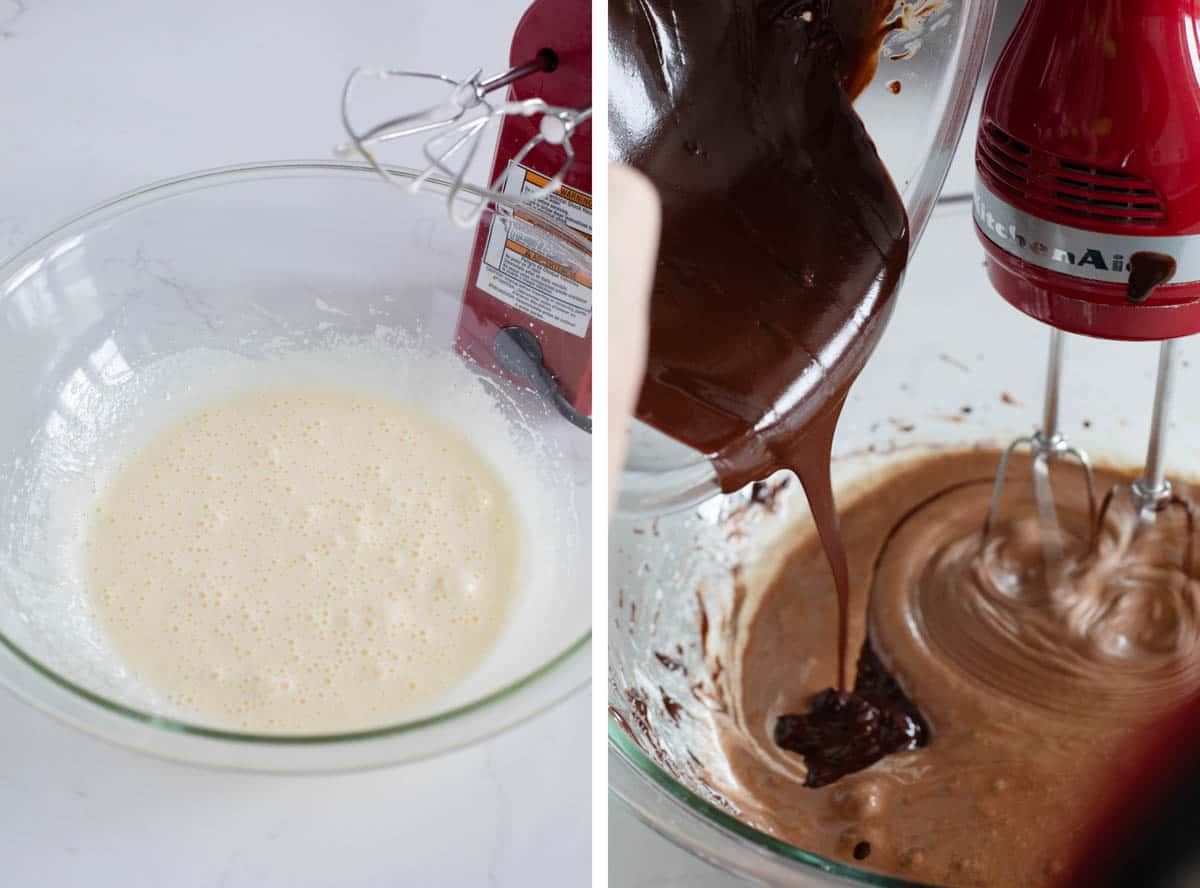 Making batter for Chocolate Crinkle Cookies.