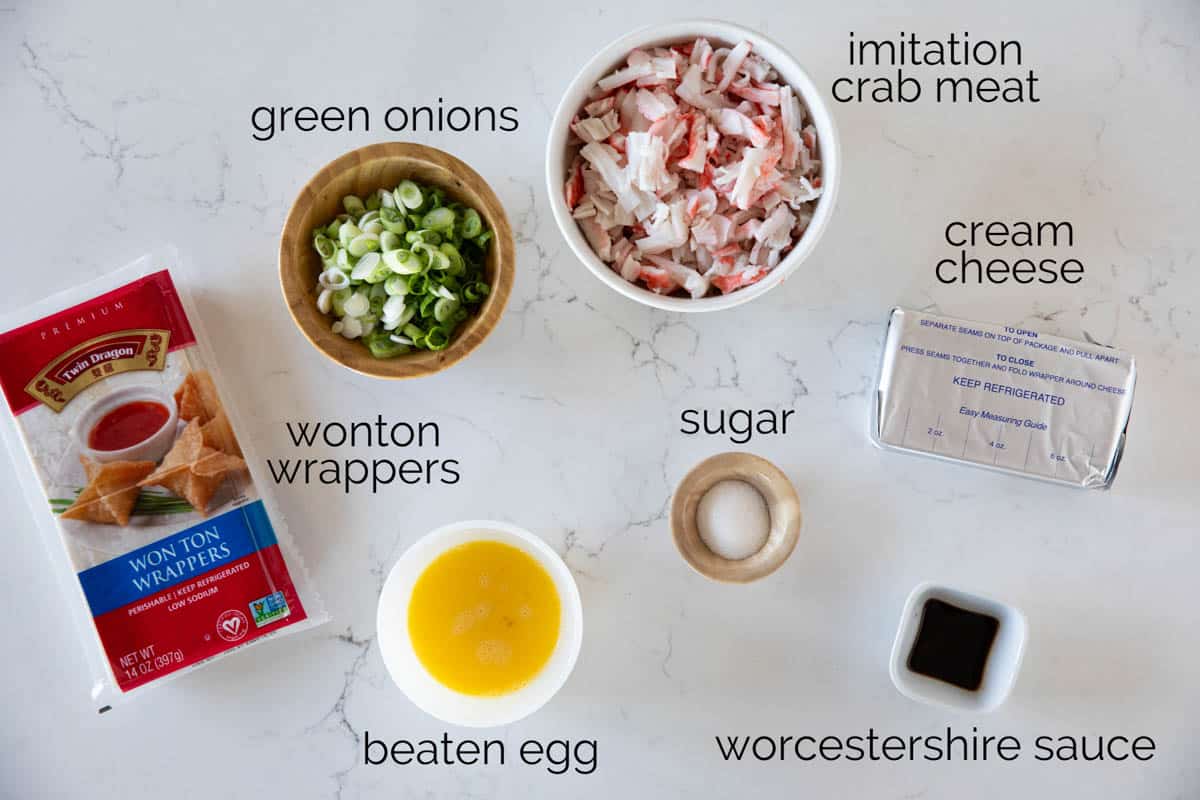 Ingredients to make Crab Rangoon.