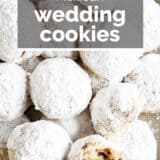 Mexican wedding cookies with text overlay.