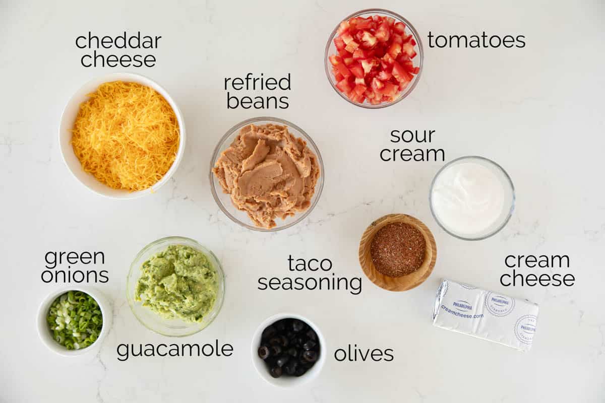 Ingredients for 7 Layer Dip.