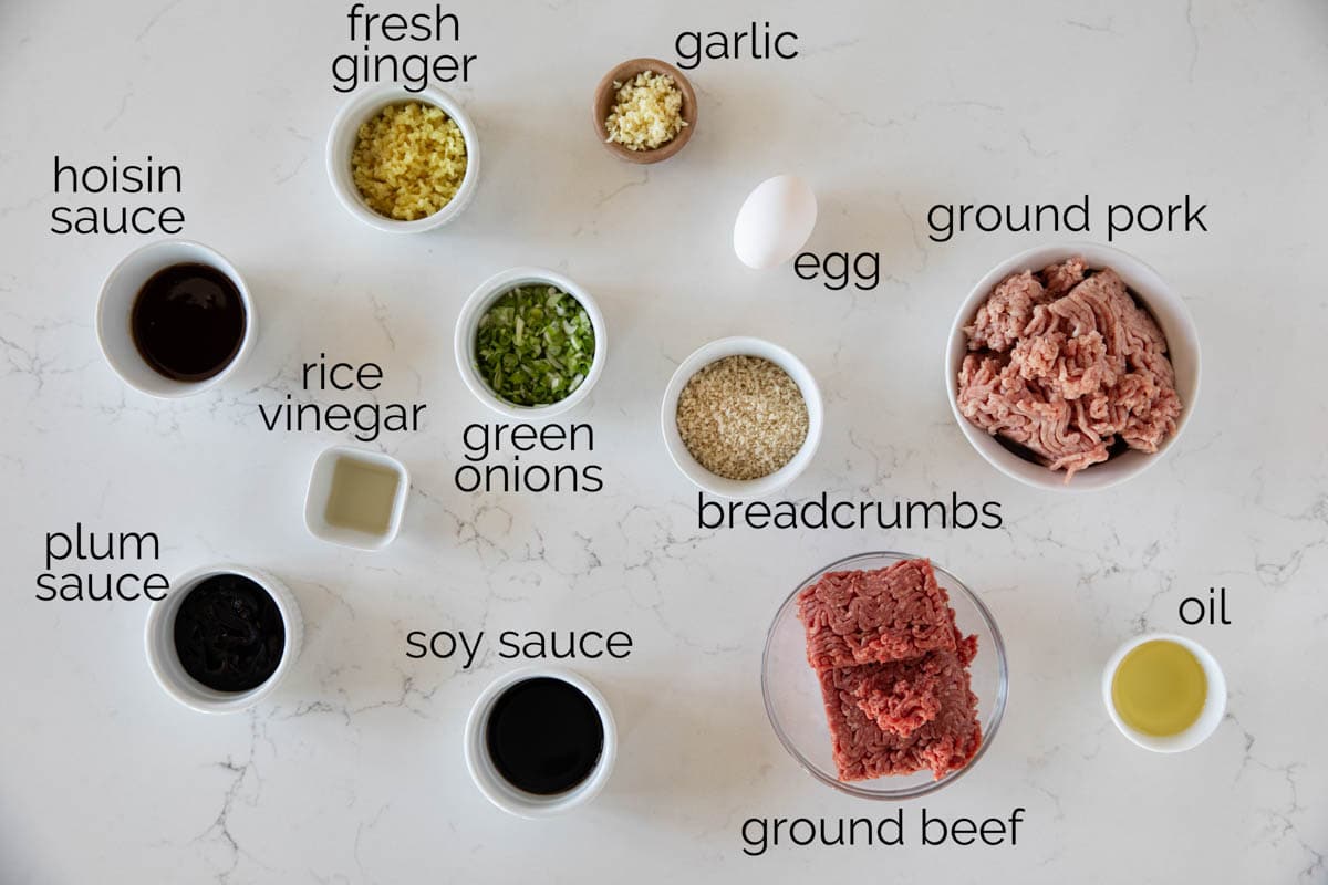 Ingredients to make Asian Meatballs.