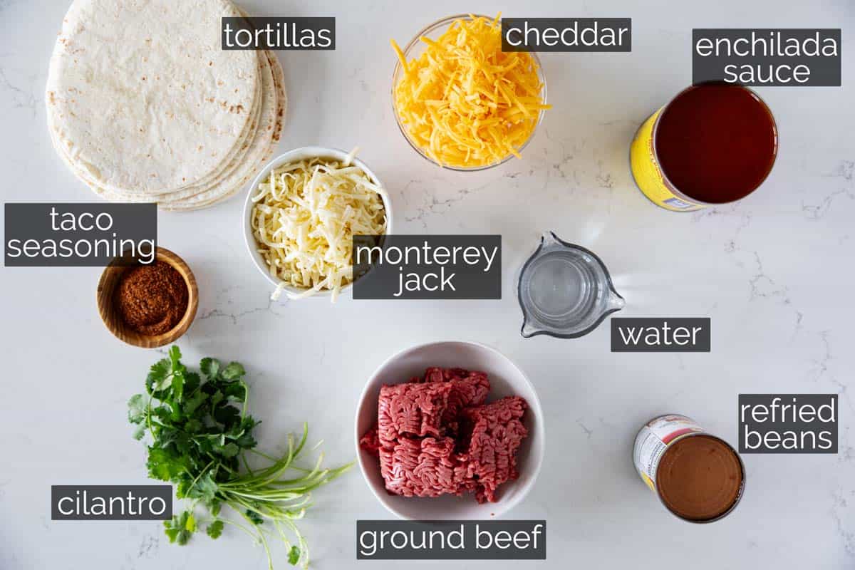 Ingredients for Ground Beef Enchiladas.