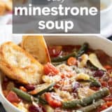 Minestrone Soup with text overlay.