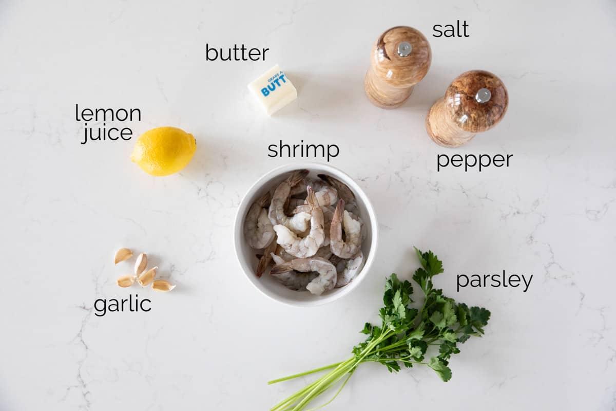 Ingredients to make baked shrimp.
