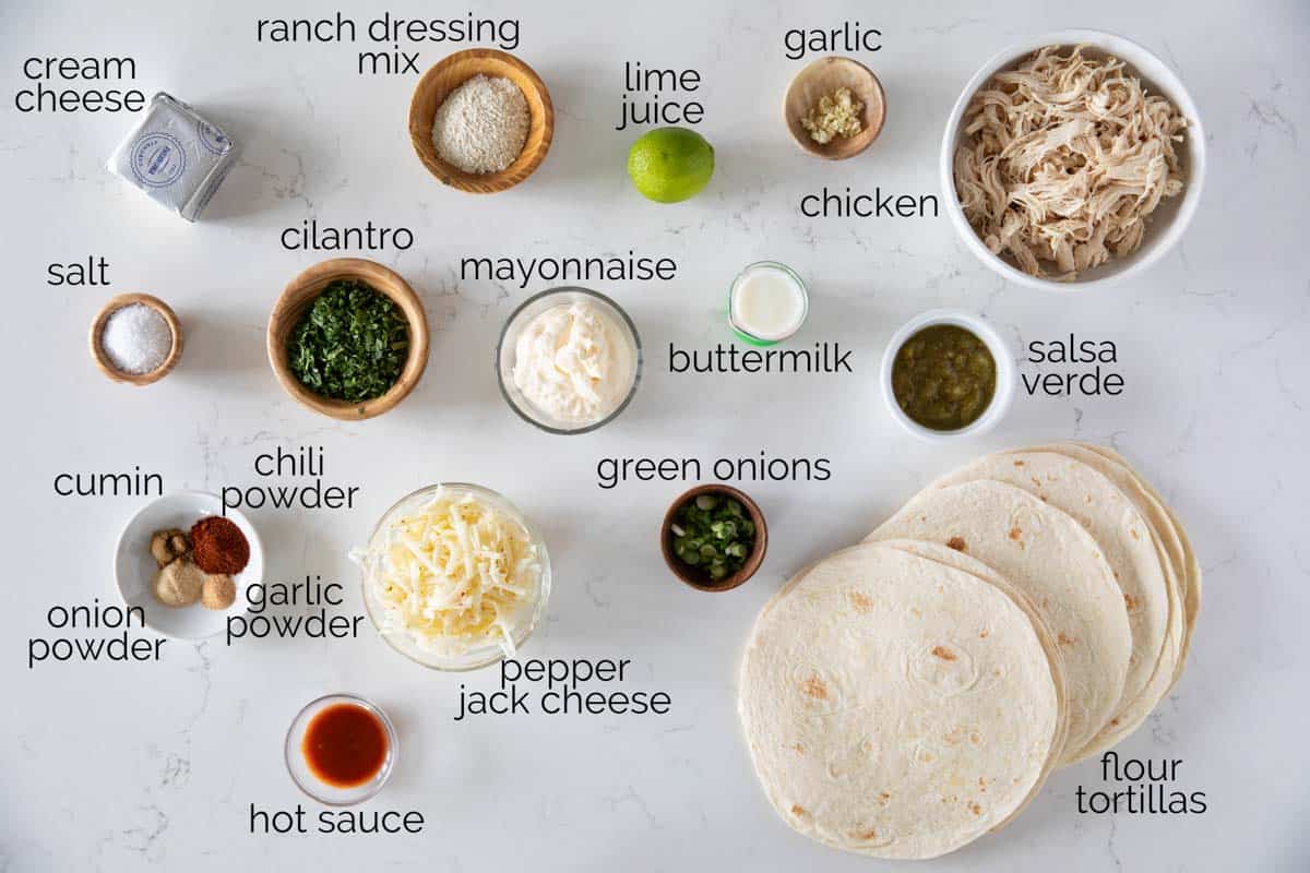 Ingredients needed to make Chicken Flautas.