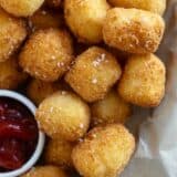 Basket filled with homemade tater tots and ketchup.