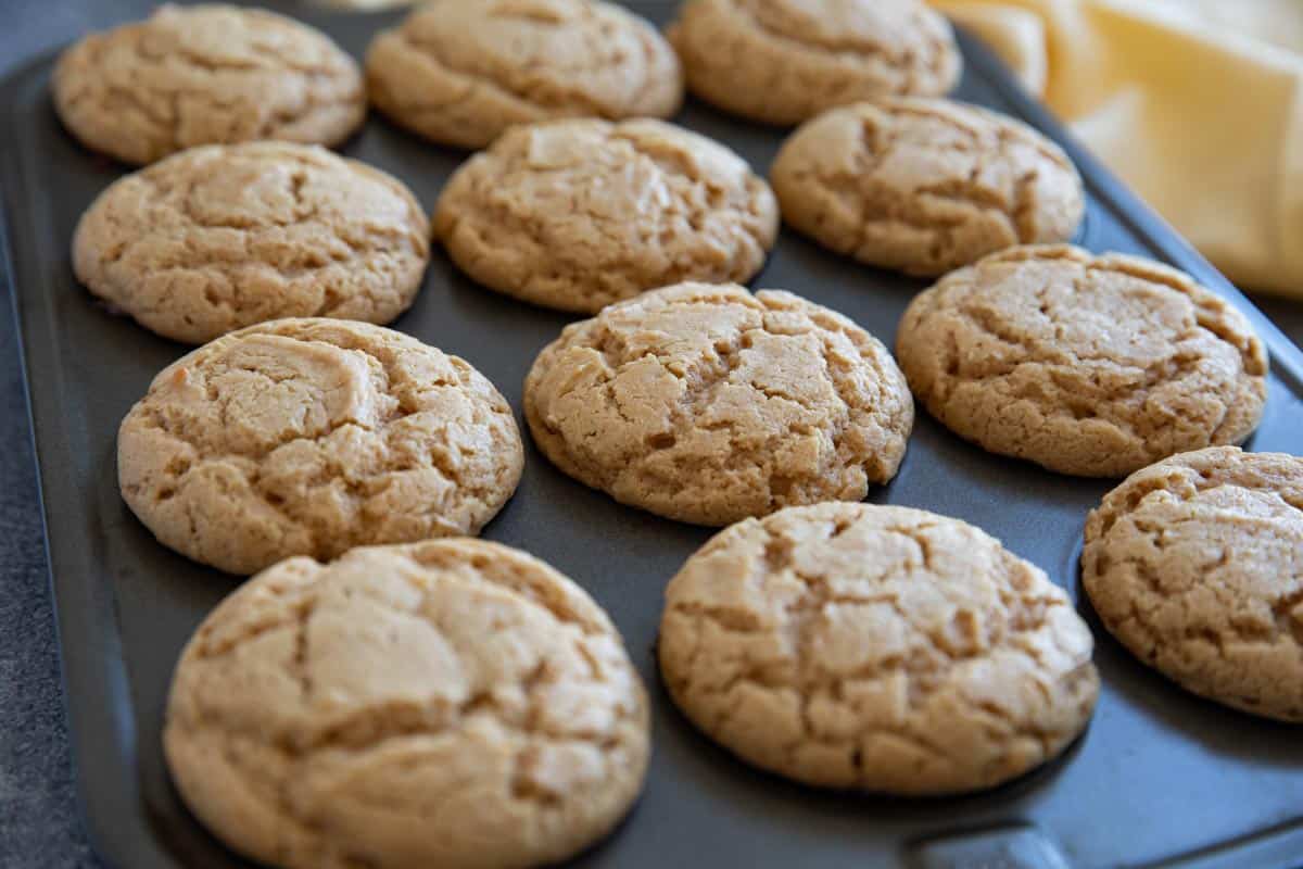 Peanut Butter Muffins in a baking tin.