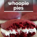 Red Velvet Whoopie Pies with text overlay.