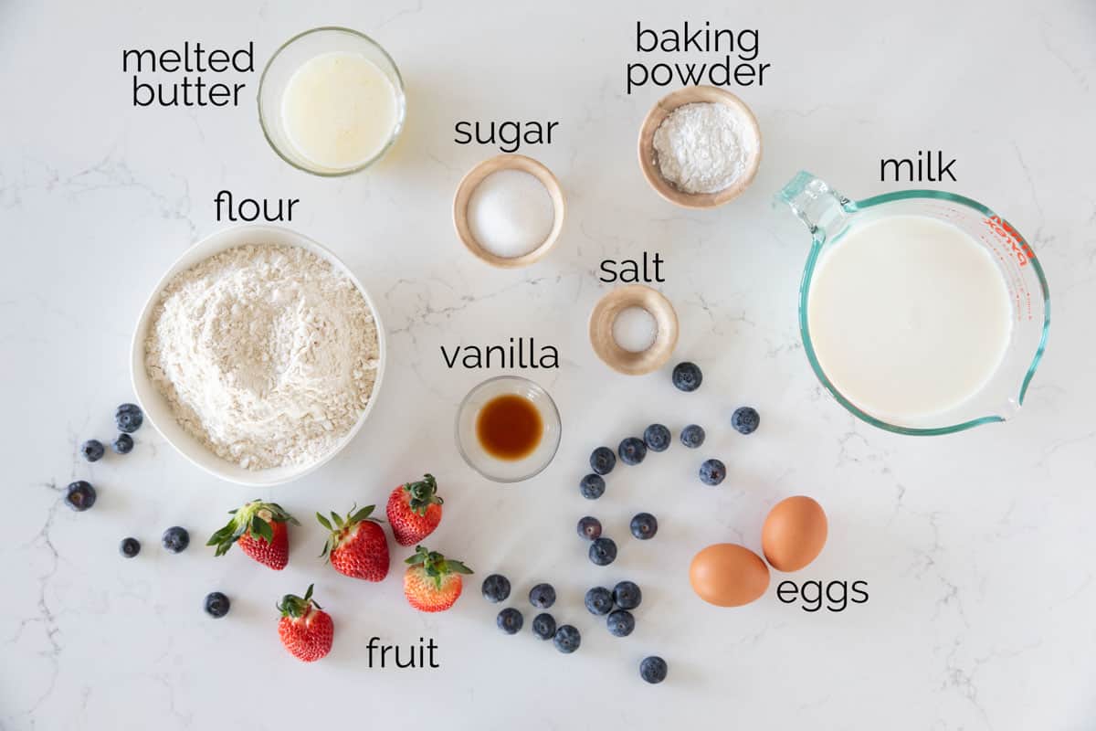 Ingredients to make sheet pan pancakes.