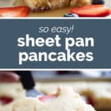 Sheet Pan Pancakes collage with text bar in the middle.