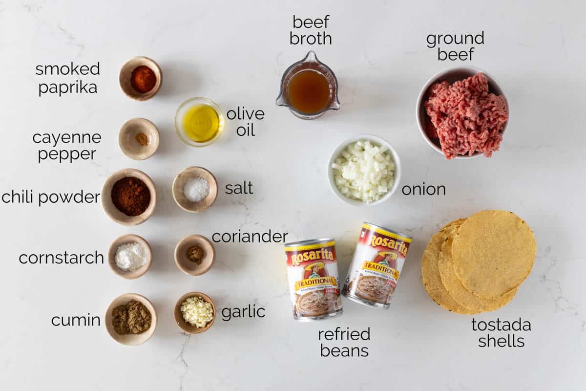Ingredients for Beef Tostadas.