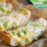 Ranch Cheese Bread slices on brown paper.