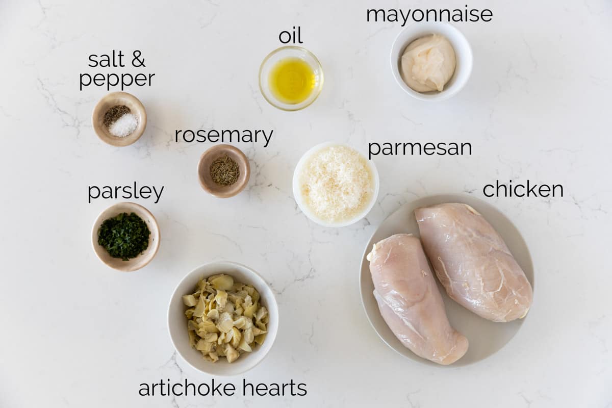 Ingredients to make Artichoke Chicken.