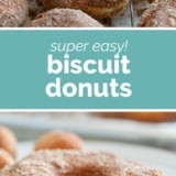Biscuit Donuts collage with text bar in the middle.