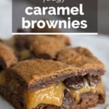 Caramel Brownies with text overlay.