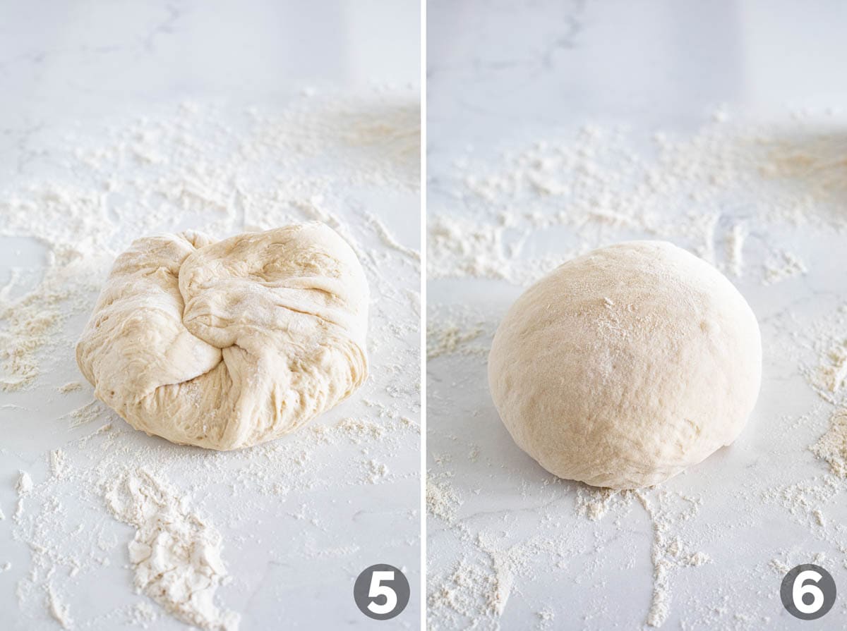 Shaping dough for artisan bread.