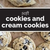 Cookies and Cream Cookies collage with text bar in the middle.