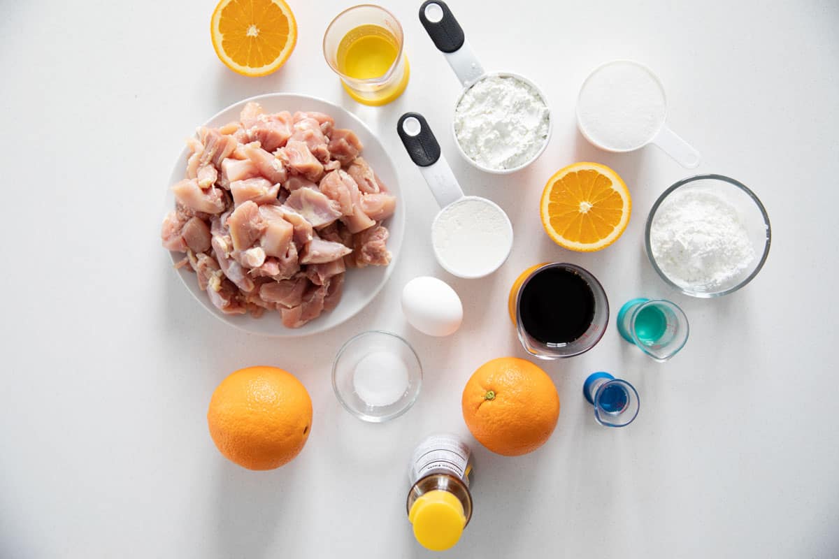 Ingredients for Orange Chicken.