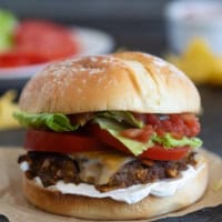 Taco burger topped with cheese.