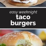 Taco burgers collage with text overlay.