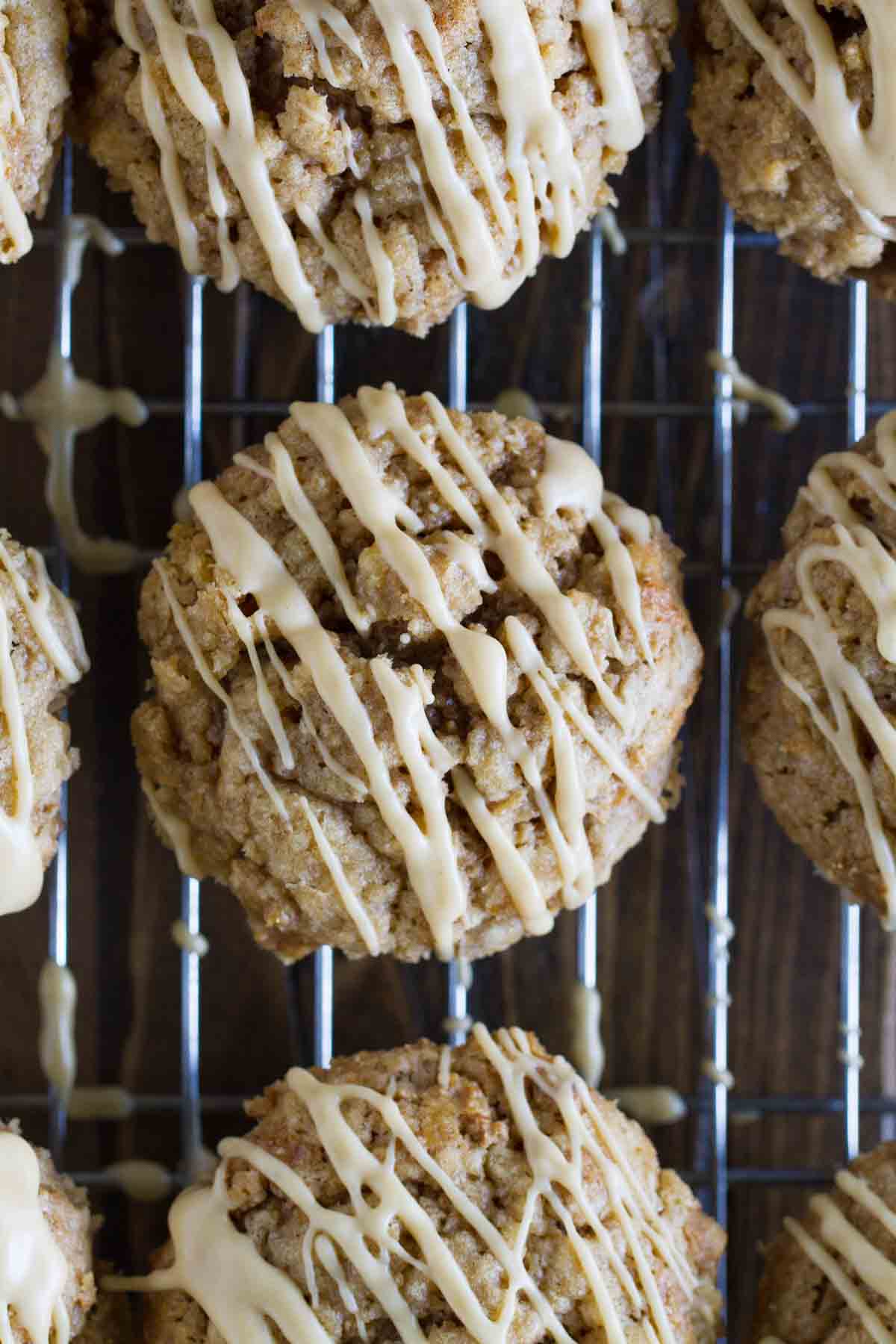 Peanut Butter Banana Bran Muffins on a cooling rack.