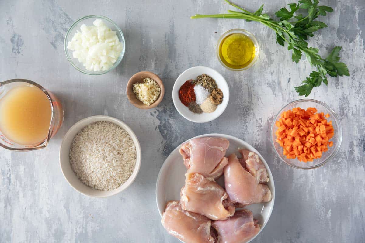 Ingredients for Chicken and Rice.
