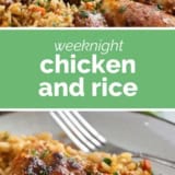Chicken and Rice collage with text bar in the middle.