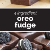 Oreo Fudge collage with text bar in the middle.