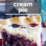 Cherry and Blueberry Cream Pie with text overlay.