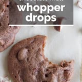 Chocolate Malt Whopper Drops with text overlay.