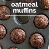 Cocoa Oatmeal Muffins with text overlay.