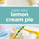 Lemon Cream Pie collage with text box in the middle.
