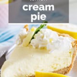 Lemon Cream Pie with text overlay.