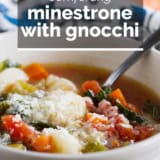 Minestrone with Gnocchi with text overlay.