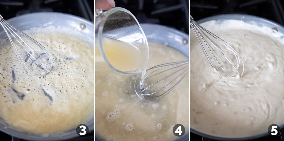Making creamy green Chile sauce.