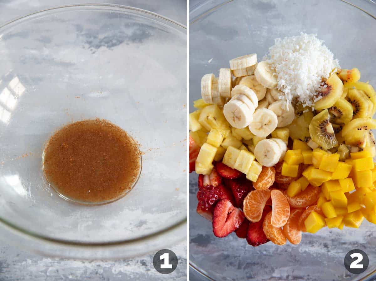 Steps to make Tropical Fruit Salad.