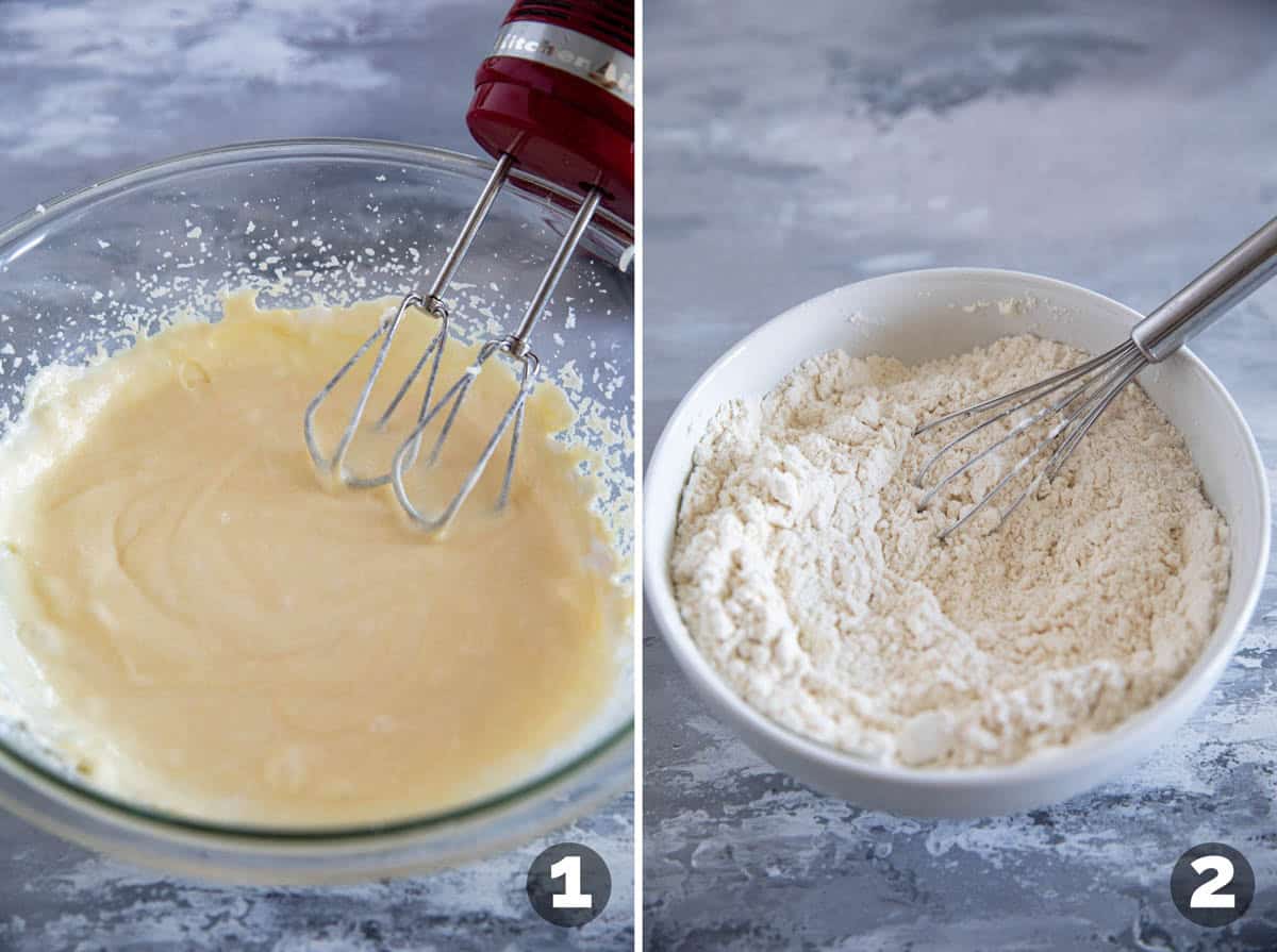 Making batter for banana cake.