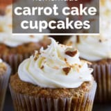 Carrot Cake Cupcakes with text overlay.