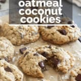 Chocolate Chunk Oatmeal Coconut Cookies with text overlay.