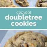 Doubletree Cookies collage with text bar in the middle.