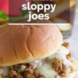 Enchilada Sloppy Joe with text overlay.