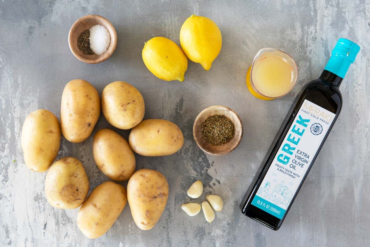 Ingredients for Greek Lemon Potatoes.