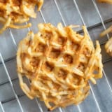 Hash Brown Waffles on a cooling rack.